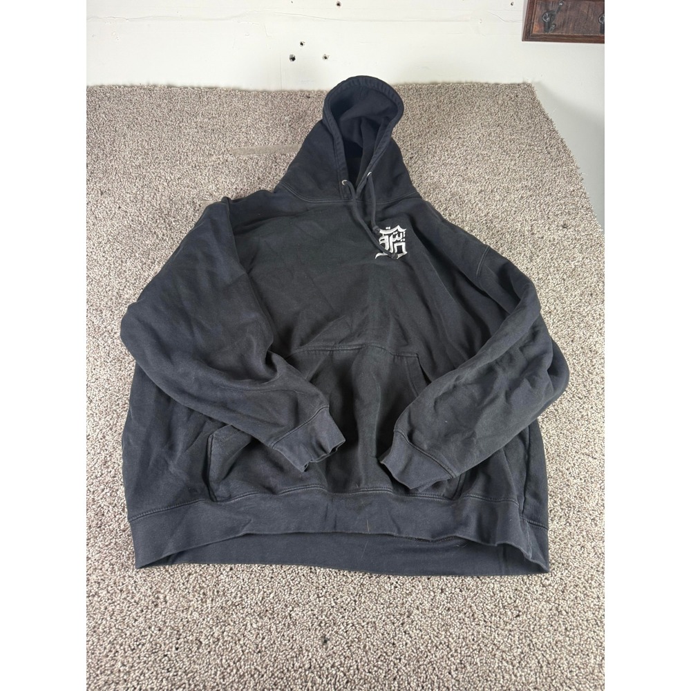 Yalla Detroit Arabic Calligraphy Hoodie Men Black Pullover Drawstring Logo - 2XL
